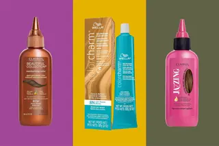 Three different kinds of hair color products.